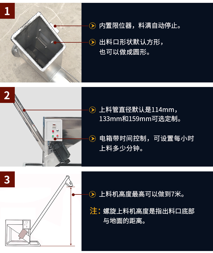 不鏽鋼螺旋輸送機自動上料，可（kě）定製管徑，高度可做到7米